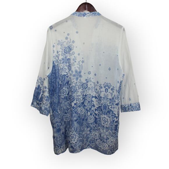 XL WeTheFree A/X Blouse Tunic Caftan Coverup Checker Floral Dye - Picture 5 of 15